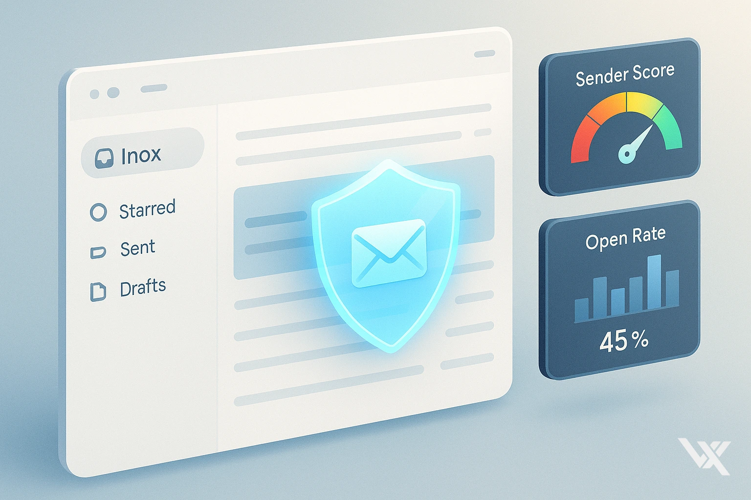 Email inbox interface showing AI-powered deliverability optimization